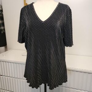 2X Vintage Classic Polka Dot Short Sleeve Slimming Top, Size 2X